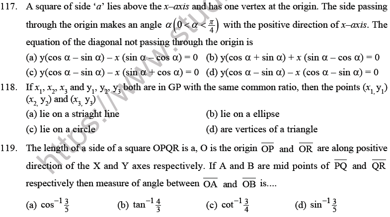 JEE Mathematics Straight Lines MCQs Set B-Q103-2