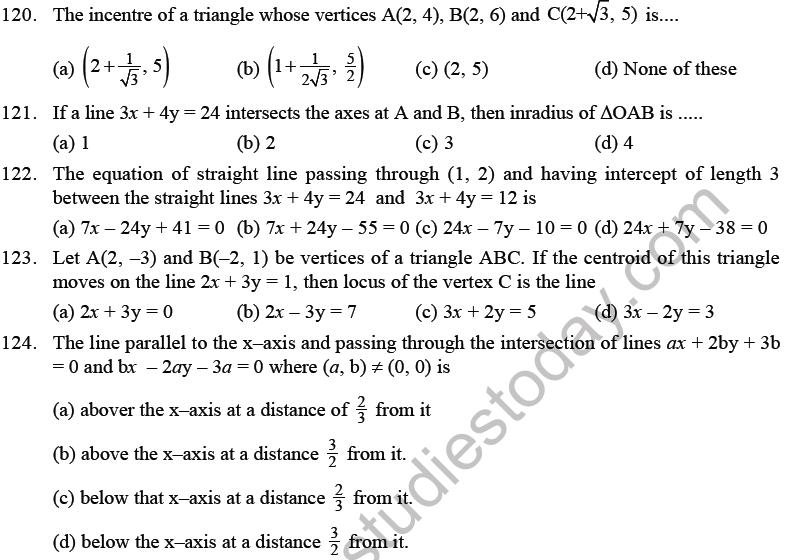 JEE Mathematics Straight Lines MCQs Set B-Q103-3