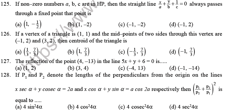 JEE Mathematics Straight Lines MCQs Set B-Q103-4
