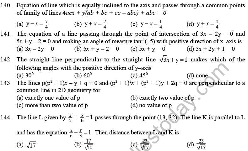 JEE Mathematics Straight Lines MCQs Set B-Q103-7