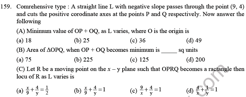 JEE Mathematics Straight Lines MCQs Set B-Q159