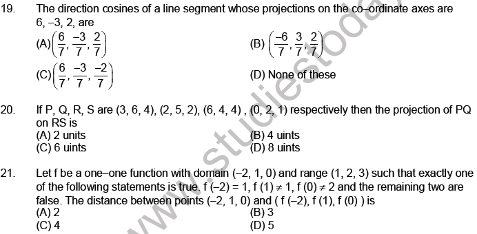 JEE Mathematics Three Dimensional Geometry MCQs Set A-Level3-3