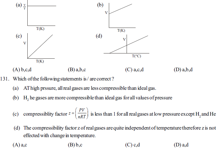Which of the following statements is/are correct? (a) all real gases are  less compressible