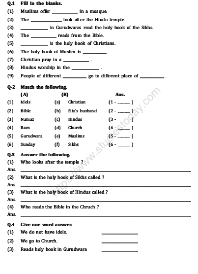 Cbse Class 2 Evs Practice Worksheet Set I Practice Worksheet For Environmental Studies