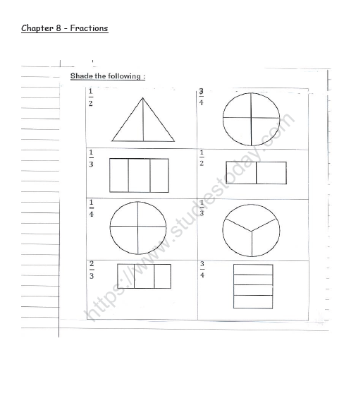 CBSE Class 2 Maths Practice Worksheets (81) - Fractions 1