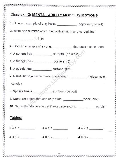 CBSE Class Mathematics Worksheet Mental Maths PDF Numbers , 53% OFF