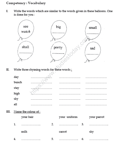 CBSE Class 3 English Practice Worksheets (33)-The Balloon Man 1