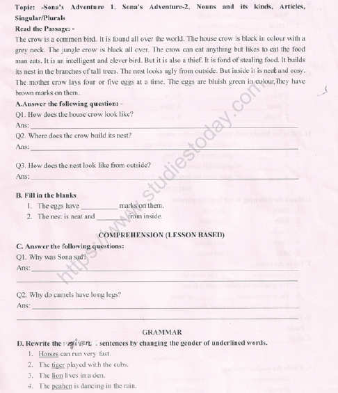 cbse class 3 english revision worksheet set 14 practice worksheet for english