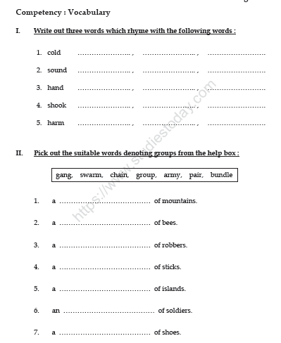 cbse class 3 english sea song worksheet set b practice worksheet for