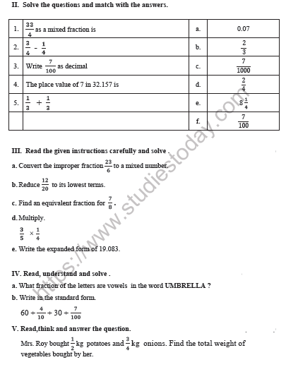CBSE Class 4 Mathematics Worksheet Set J 2