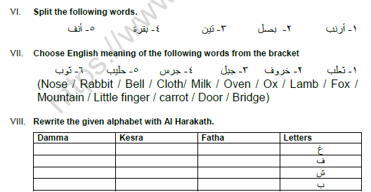 CBSE Class 5 Arabic Question Paper Set C Solved 3