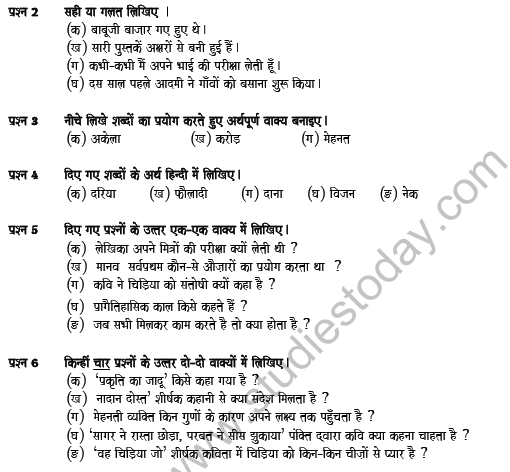 CBSE Class 6 Hindi Question Paper Set 6 Solved 2