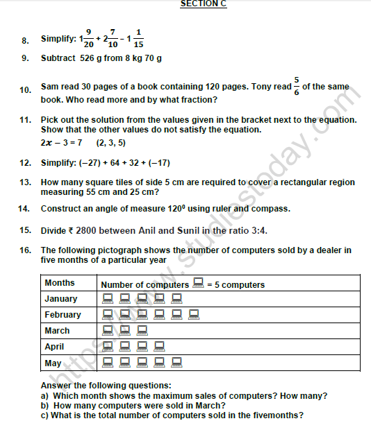 CBSE Class 6 Mathematics Question Paper Set 4 Solved 2