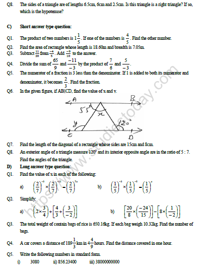 cbse class 7 maths revision worksheet