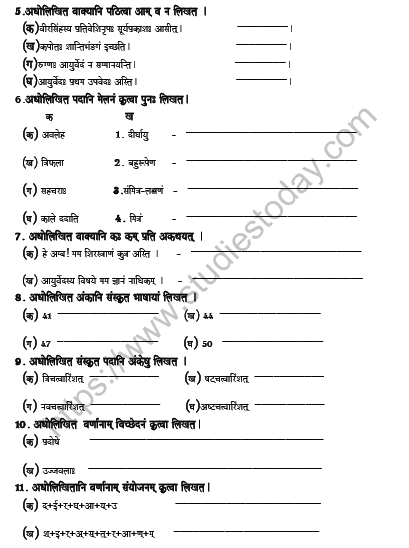 CBSE Class 7 Sanskrit Question Paper Set R 2