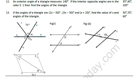 CBSE Class 9 Mathematics Lines and Angles Worksheet Set B 3