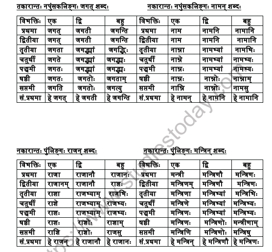 CBSE Class 9 Sanskrit Shabdrupani Practice Worksheet