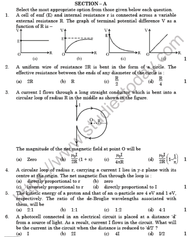 CBSE Class 12 Physics Boards 2020 Question Paper Solved Set D