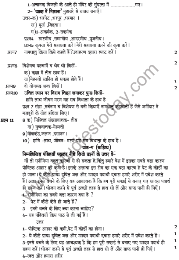 CBSE Class 7 Hindi Sample Paper Set G