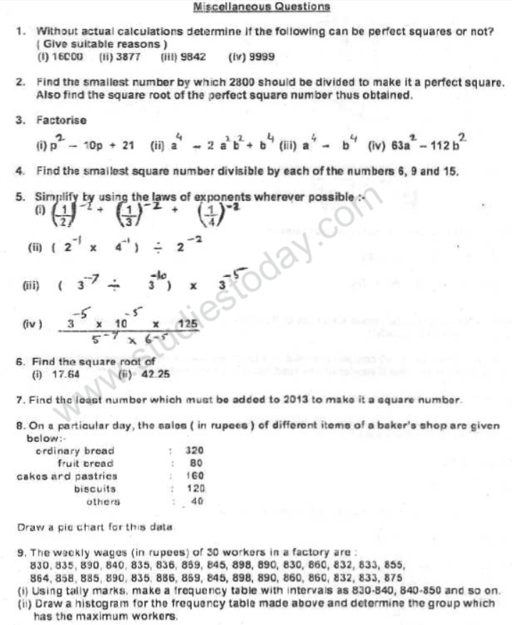 CBSE Class 8 Mathematics Sample Paper Set 2