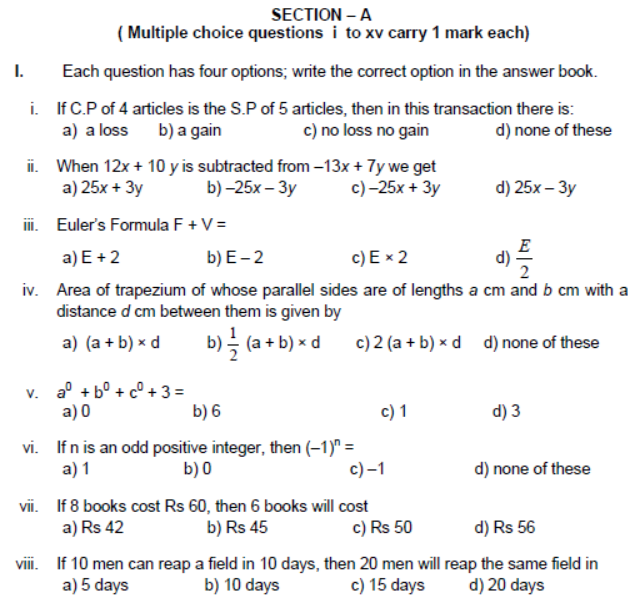 CBSE Class 8 Mathematics Sample Paper Set P