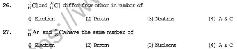 JEE Chemistry Structure of Atoms MCQs A