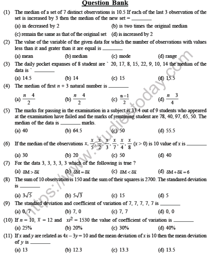 Jee Mathematics Statistics And Probability Mcqs Multiple Choice Questions
