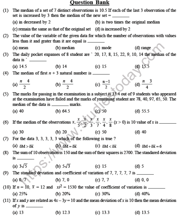 JEE Mathematics Statistics And Probability MCQs Multiple Choice Questions