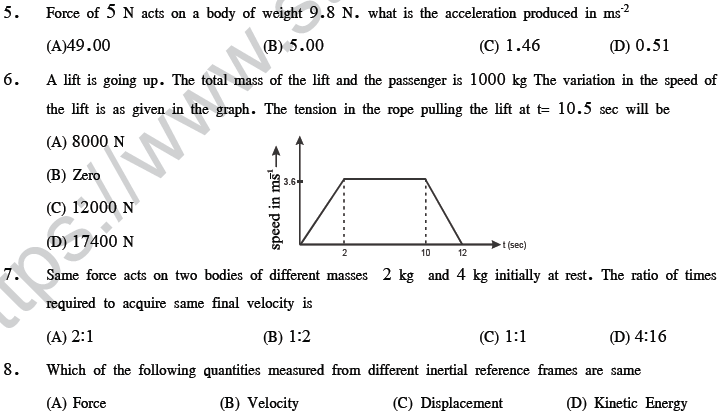 NEET UG Physics Laws of Motion MCQs-6