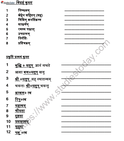 cbse class 10 sanskrit sa thha worksheet