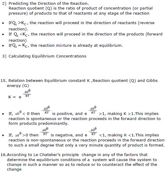 CBSE Class 11 Chemistry Notes - Equilibrium