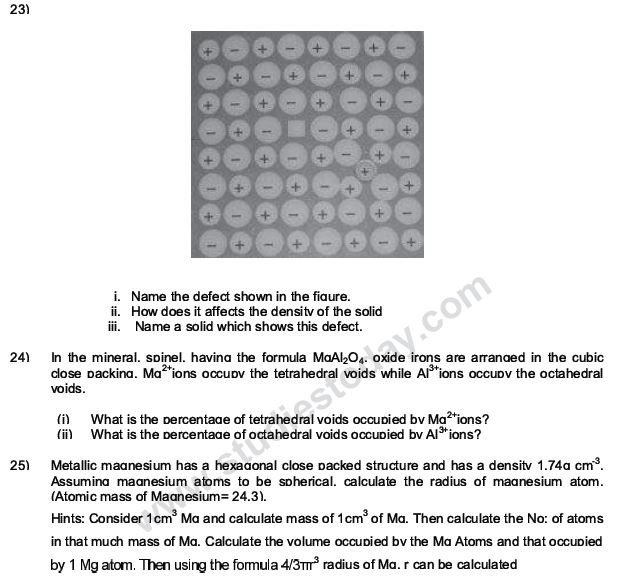 CBSE Class 12 Chemistry notes and questions for The Solid State Part A