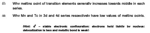 CBSE Class 12 Chemistry notes and questions for The d and f Block Elements Part A