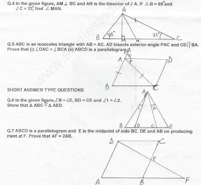 CBSE Class 9 Congruent Triangles