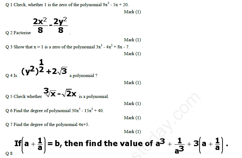 CBSE Class 9 Polynomials