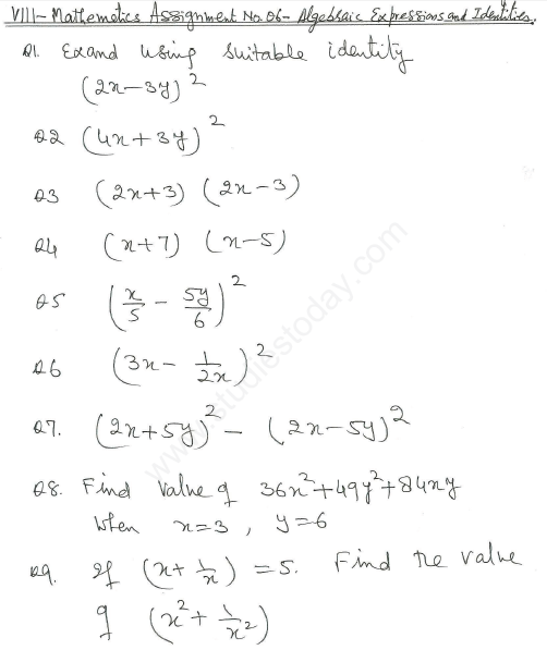 Algebraic Expressions And Identities