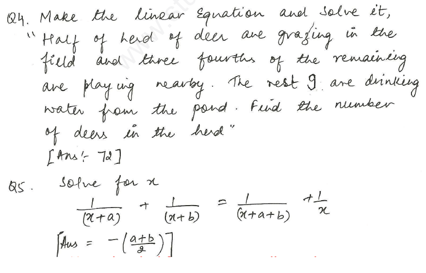 CBSE Class 10 Mathematics Linear Equations Assignment Set O
