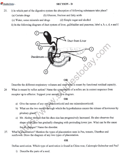 CBSE Class 11 Biology Question Paper Set Q Solved 4