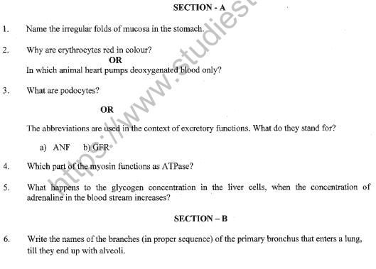 CBSE Class 11 Biology Question Paper Set R Solved 1