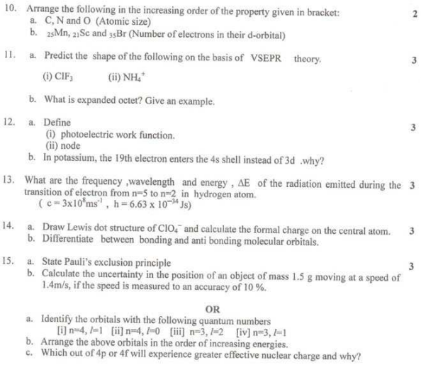 CBSE Class 11 Chemistry Sample Paper Set J