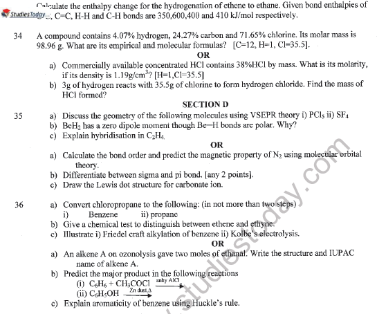 CBSE Class 11 Chemistry Sample Paper Set W Solved 6