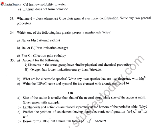CBSE Class 11 Chemistry Sample Paper Set X 6