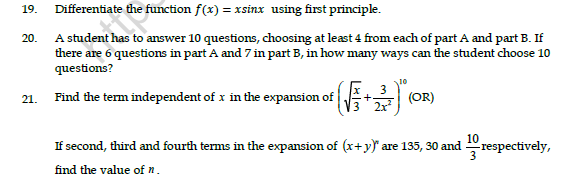 CBSE Class 11 Mathematics Question Paper Set U 3
