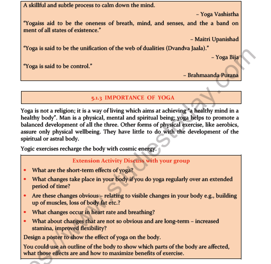Short and Long Questions with answers, Yoga, Physical education - Physical  Education Class 11 (XI) - CBSE and NCERT Curriculum PDF Download