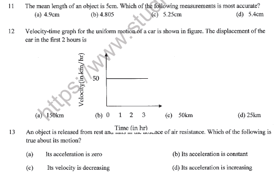CBSE Class 11 Physics Question Paper Set W Solved 3