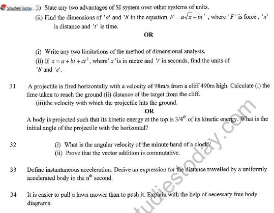 CBSE Class 11 Physics Question Paper Set W Solved 8