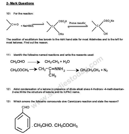 CBSE Class 12 Chemistry notes and questions for Aldehydes Ketones and Carboxylic Acids Part A 1