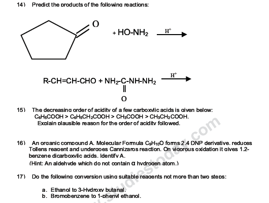 CBSE Class 12 Chemistry notes and questions for Aldehydes Ketones and Carboxylic Acids Part A 2