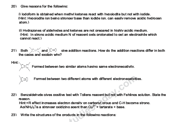 CBSE Class 12 Chemistry notes and questions for Aldehydes Ketones and Carboxylic Acids Part A 4