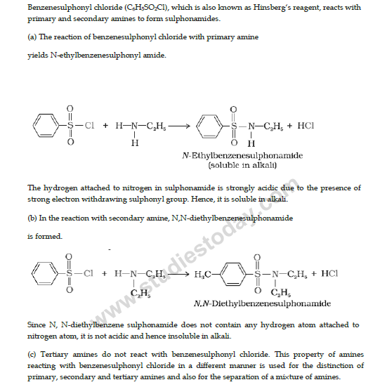 CBSE Class 12 Chemistry notes and questions for Amines Part B 4